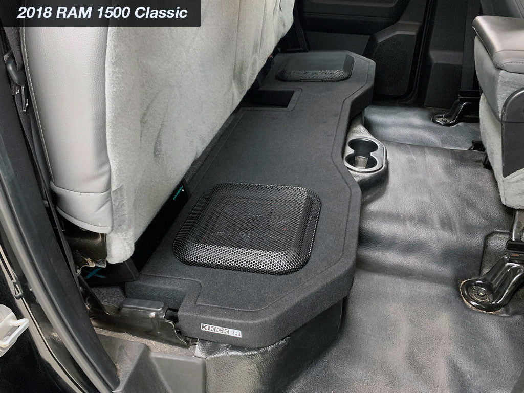 Kicker 51KRDL7T102 L7T Custom Fit Dual 10" Subwoofer Up Firing Enclosure, RAM Specific, 2-ohm - Freemans Car Stereo