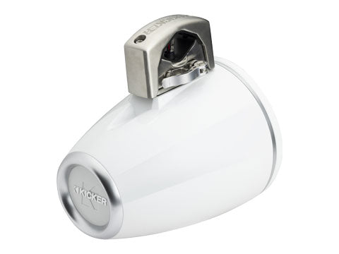 KICKER 51KMTCXL8W white tower speakers rear three-quarter view