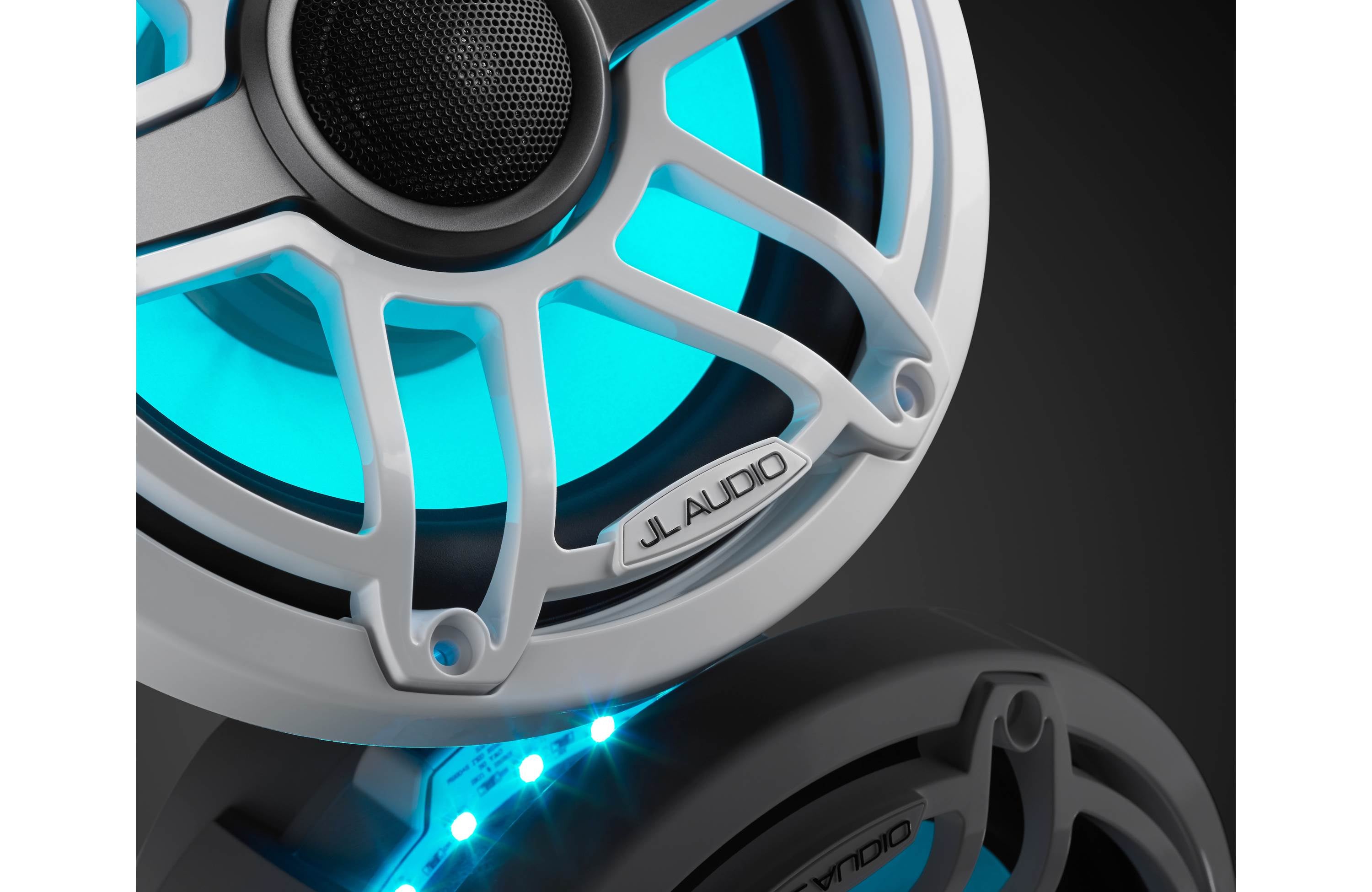 JL Audio M6-880X-S-GWGW-I 8.8" Marine Speaker System, RGB LED, Gloss White, Sport Grill - Freemans Car Stereo