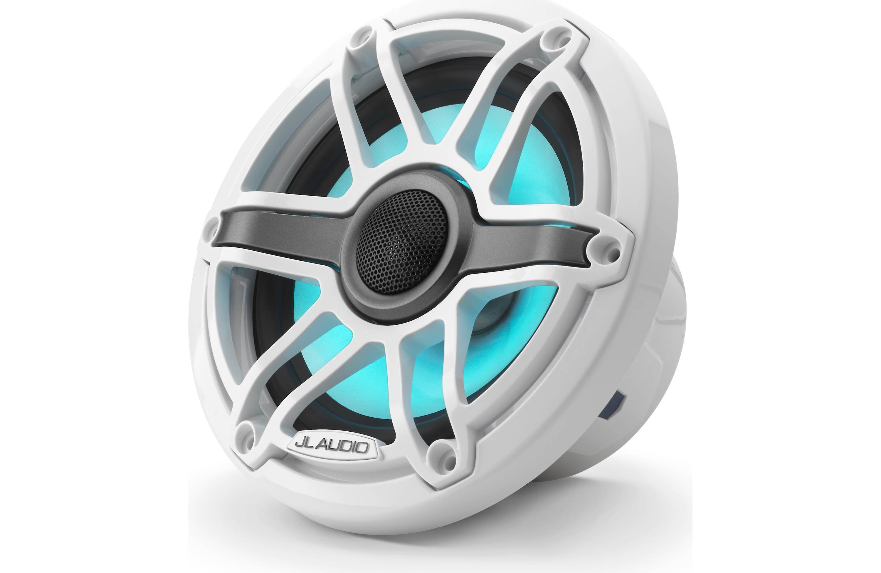 JL Audio M6-650X-S-GWGW-I 6.5" Marine Coaxial Speakers, Gloss White Trim and Grille w/ LED Lighting - Freemans Car Stereo