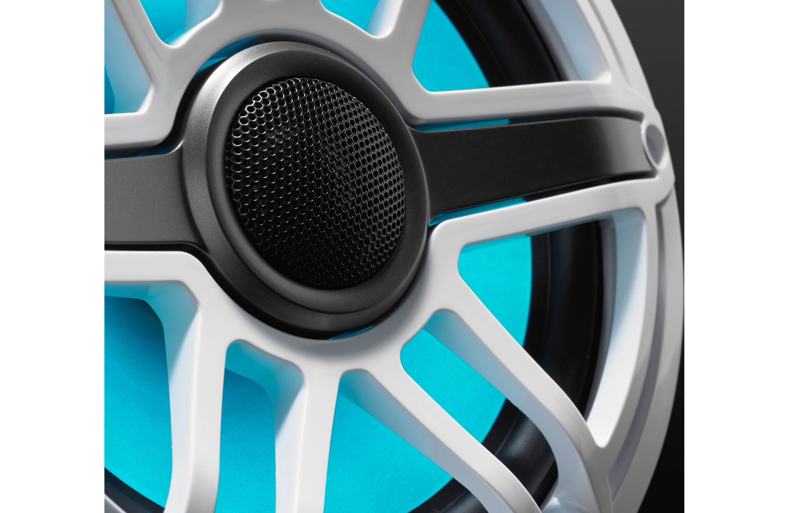 JL Audio M6-770X-S-GWGW-I 7.7" Marine Coaxial Speakers, Gloss White Trim and Sports Grille with LED Lighting - Freemans Car Stereo