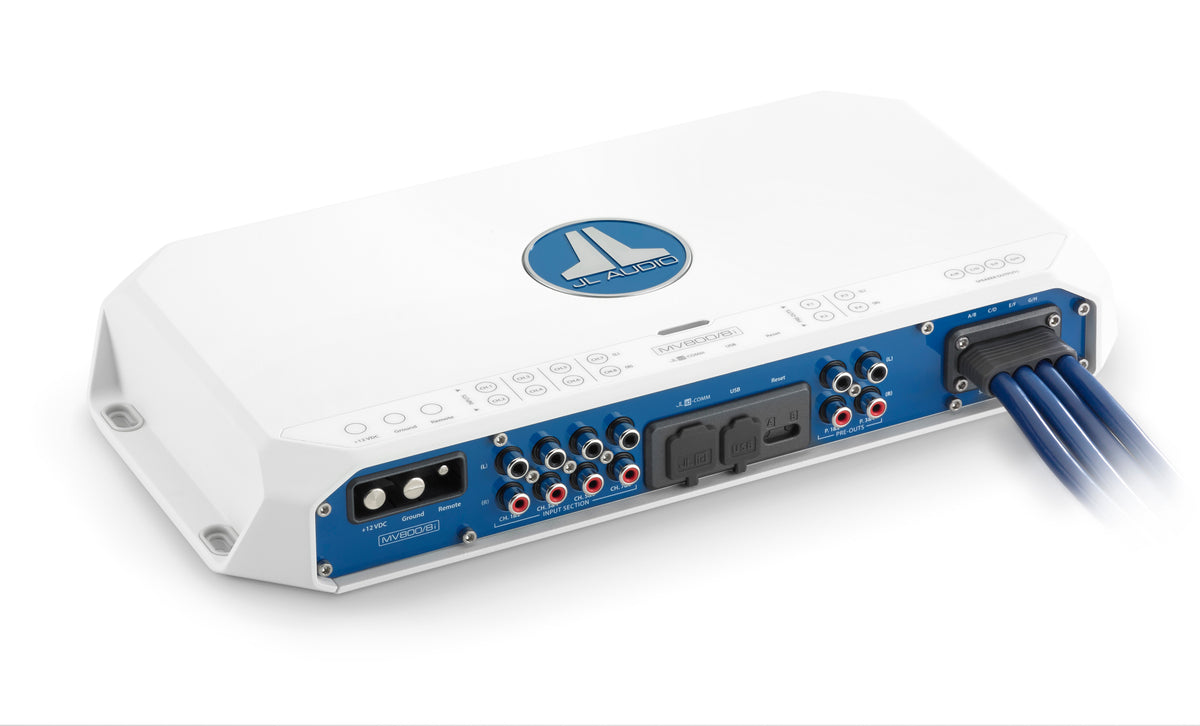 JL Audio MV800/8I Marine Amp + M6-770X-S-GWGW-I x4 Pairs Marine Speaker Bundle
