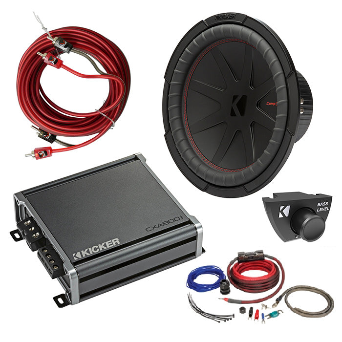 Kicker 48CWR122 Amplifer and Subwoofer Bass Bundle with Install Kit - Freemans Car Stereo