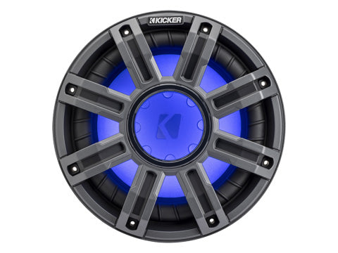 KICKER 51MWF102 10-Inch 2-Ohm SVC MWF Free-Air Marine Subwoofer with Charcoal Grille front view