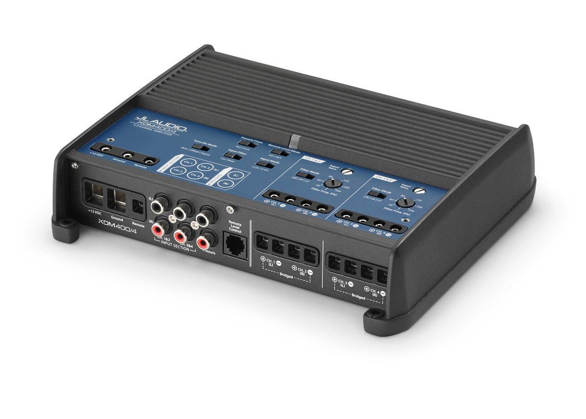 JL Audio XDM400/4 Amp + x2 Pairs M3-650X-S-GW-I Speaker + MLC-RW Bundle