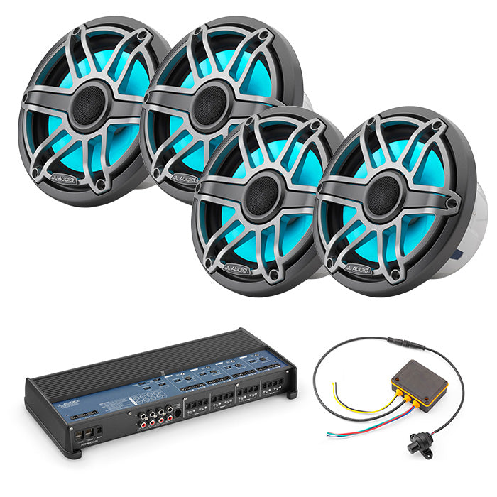 JL Audio XDM800/8 + 2 Pairs M6-770X-S-GmTi-I + MLC-RW Marine Bundle
