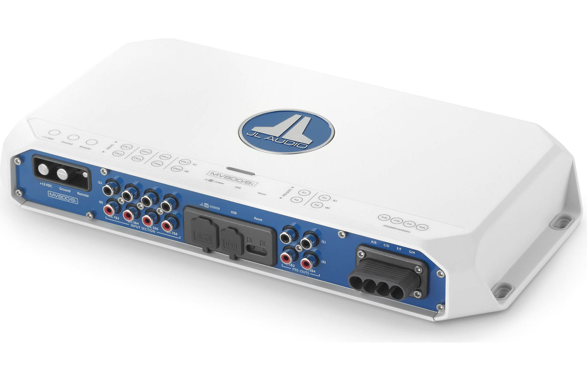 JL Audio MV800/8I Amp + M6-650X-S-GMTI-I-4 x2 Pairs Marine Speaker Bundle