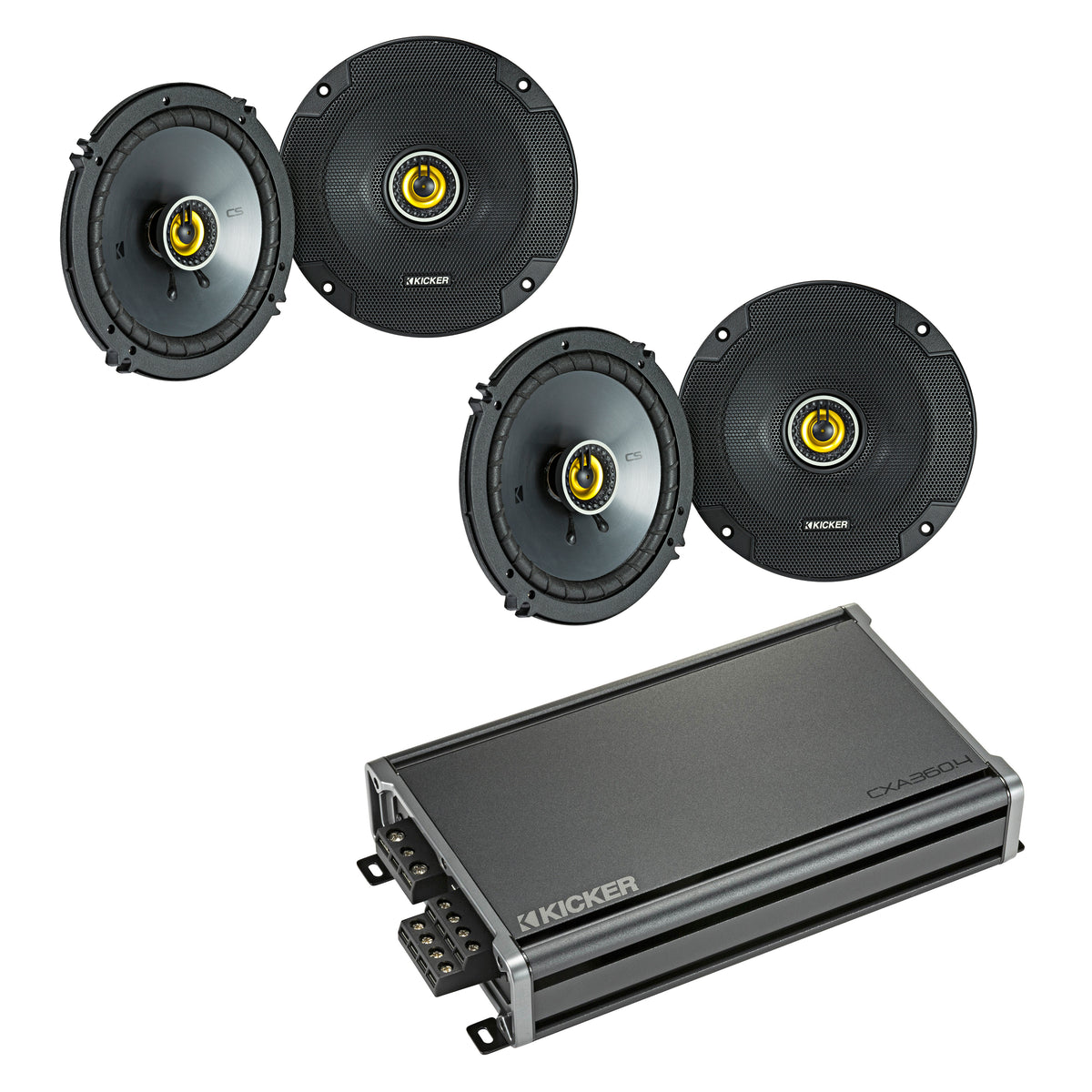 Kicker 46CSC654 x2 Pair 6.5" Speakers + 46CXA360.4T Amplifier - Freemans Car Stereo