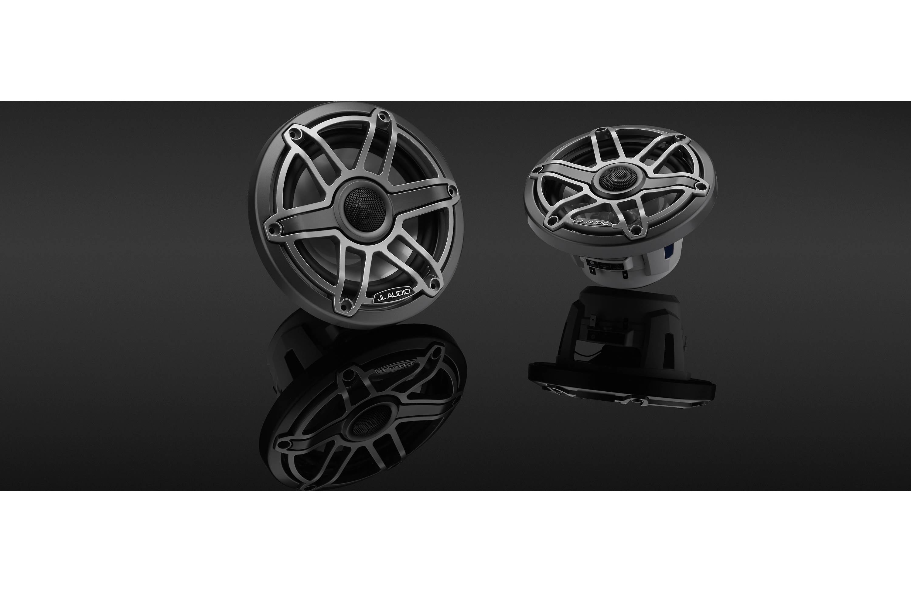 JL Audio M6-650X-S-GMTI 6.5" Marine Coaxial Speakers, Gunmetal Trim Ring, Titanium Sport Grille