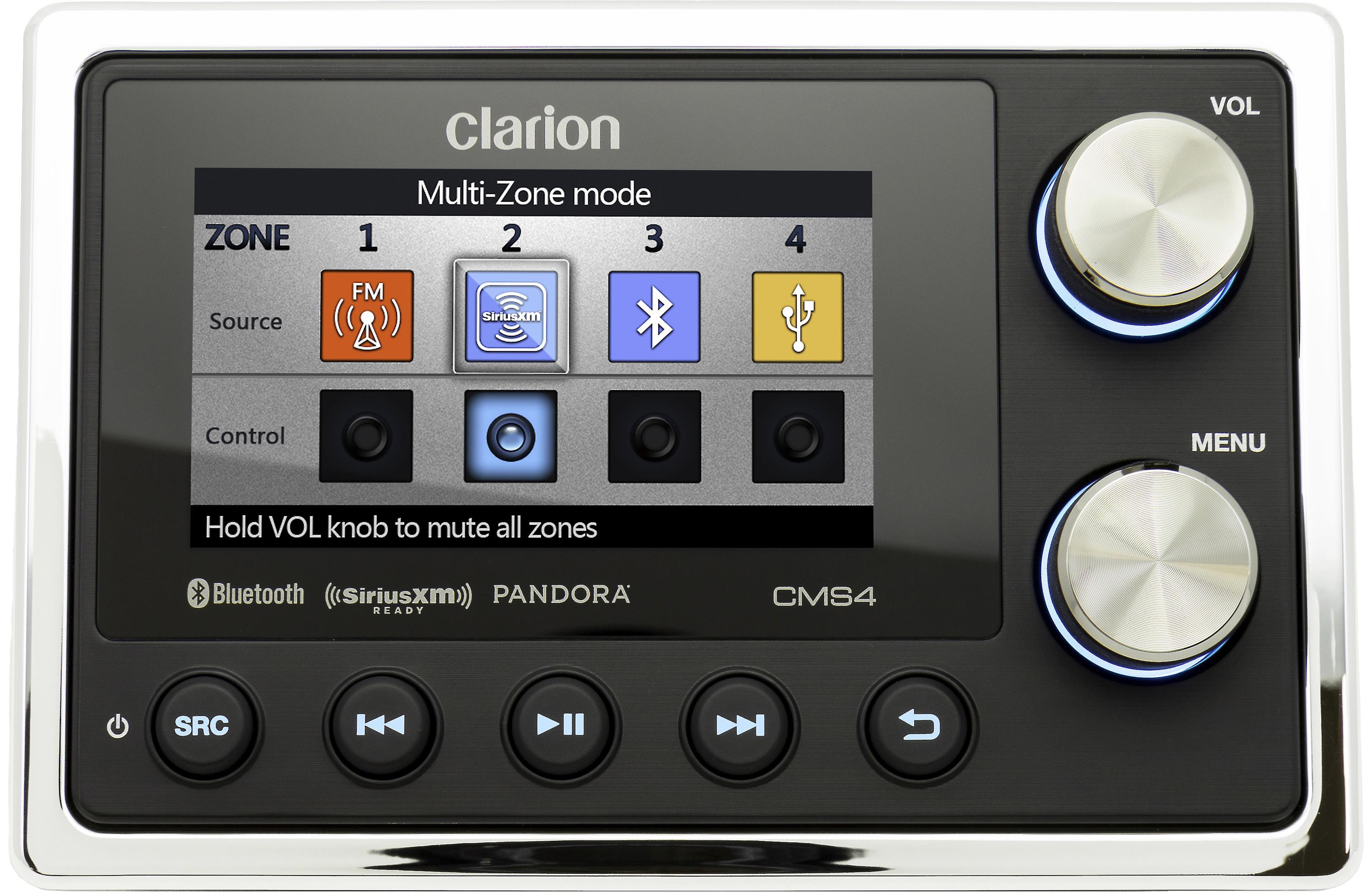 Clarion CMS4 + CMS-651-SWB x2 Pair + CMSP-101RGB-2 + XC2510 Marine Bundle