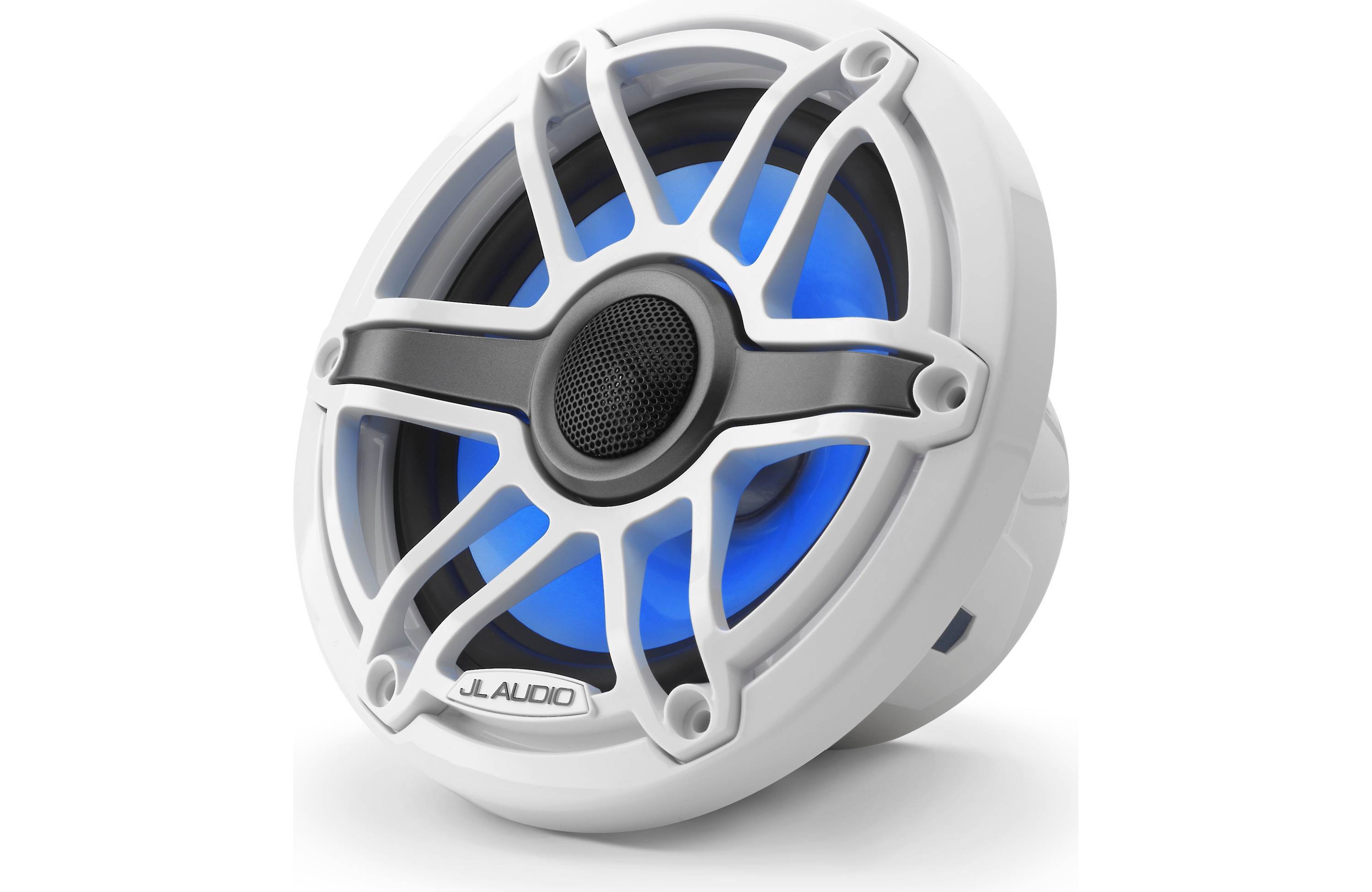 JL Audio M6-650X-S-GWGW-I 6.5" Marine Coaxial Speakers, Gloss White Trim and Grille w/ LED Lighting - Freemans Car Stereo
