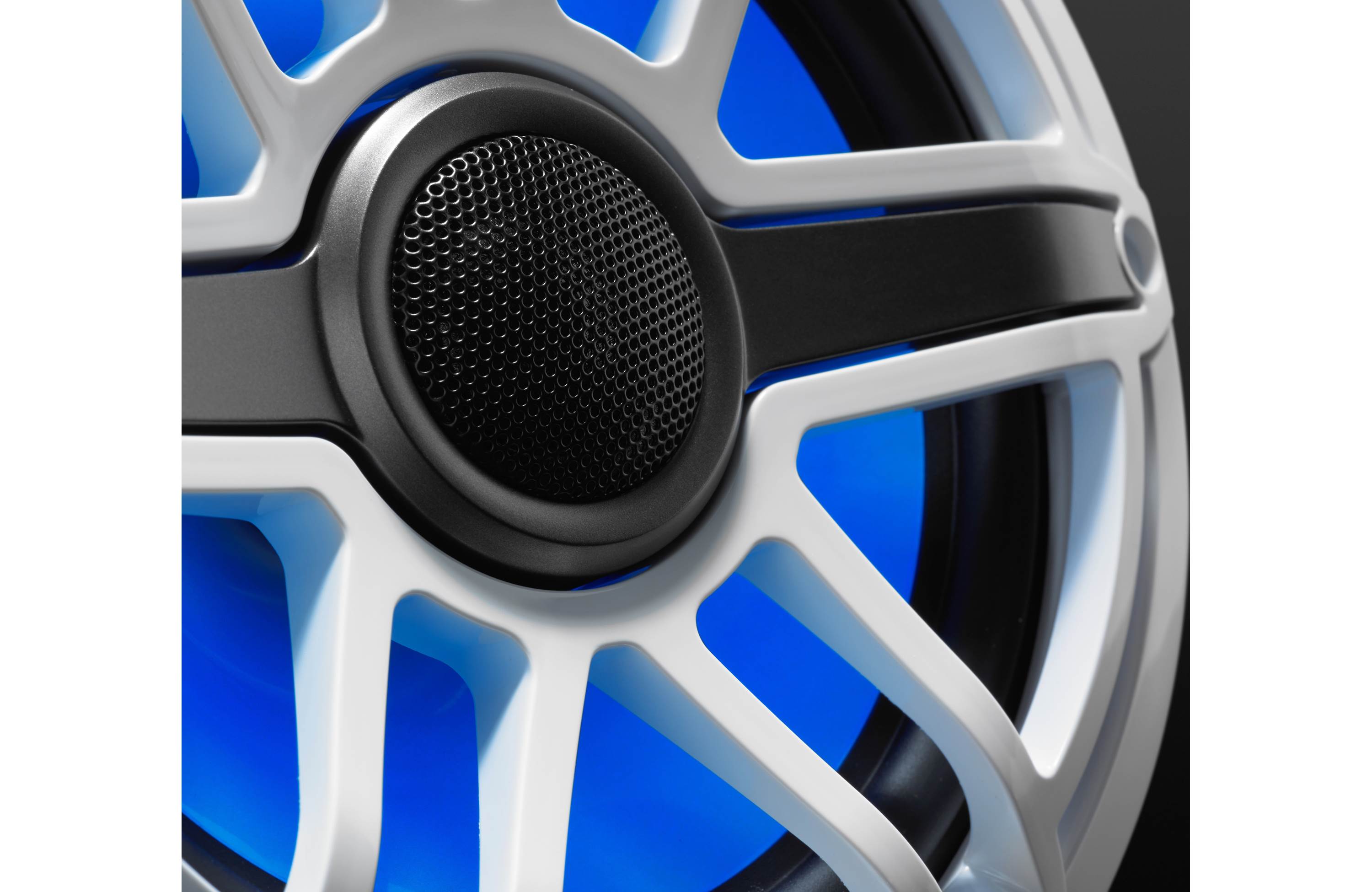 JL Audio M6-770X-S-GWGW-I 7.7" Marine Coaxial Speakers, Gloss White Trim and Sports Grille with LED Lighting - Freemans Car Stereo
