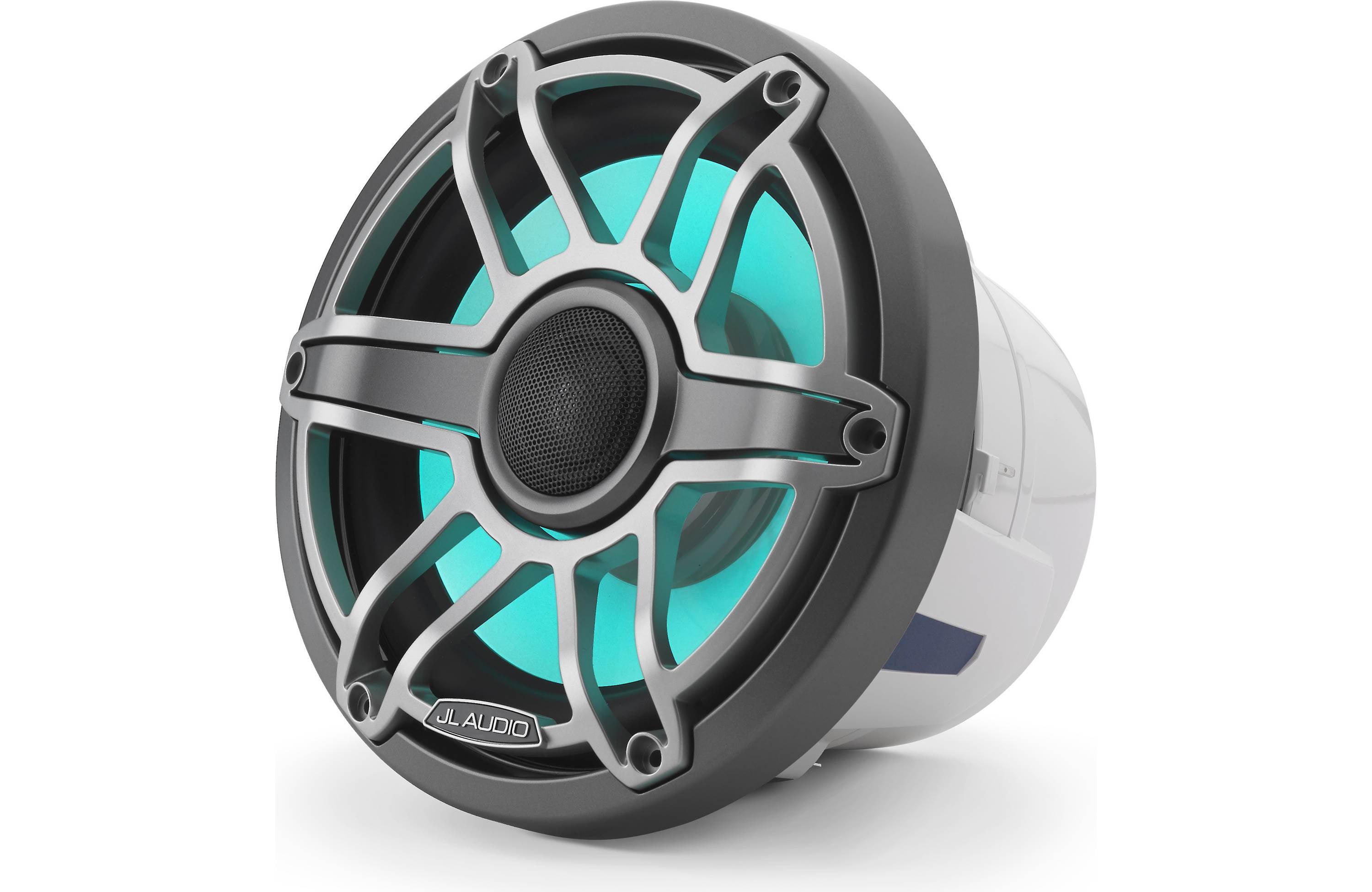 JL Audio M6-880X-S-GMTI-I 8.8" Marine Speaker System, RGB LED, Gunmetal & Titanium, Sport Grill