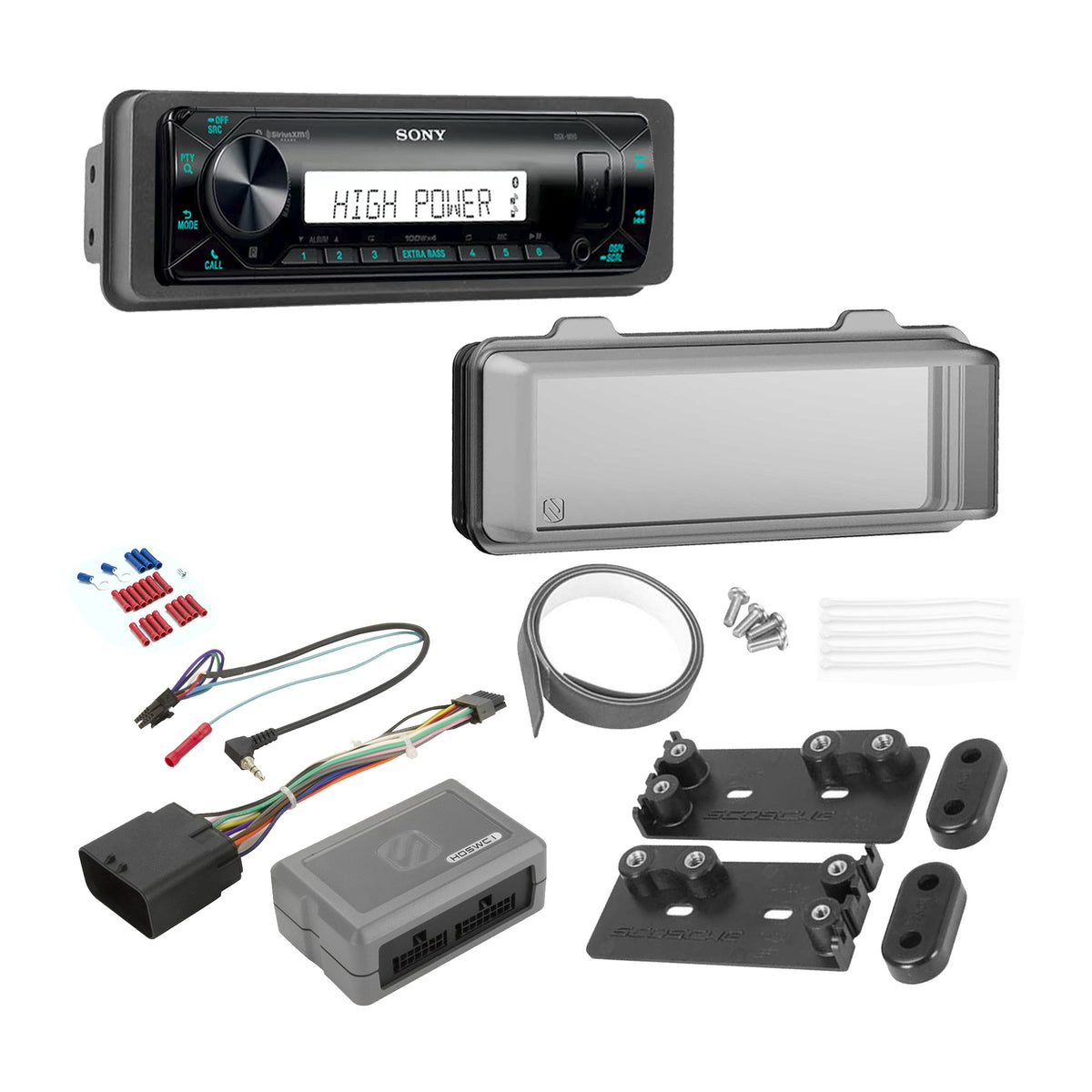 Sony DSX-M80 Radio + Scosche HD9813BN Dash Kit for Harley Davidson
