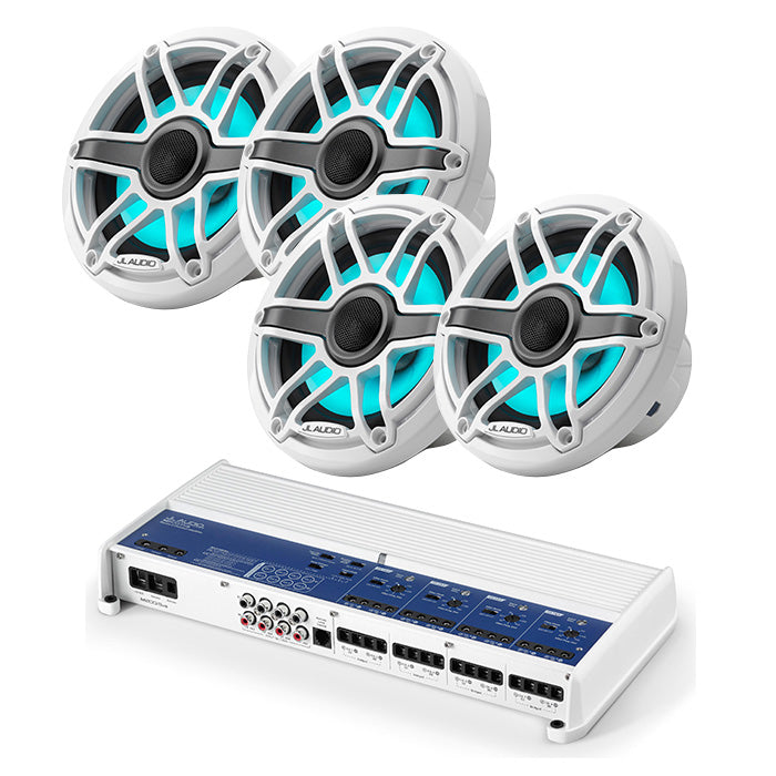 JL Audio M800/8v2 Amp + M6-650X-S-GWGW-I x2 Pairs Marine Speaker Bundle