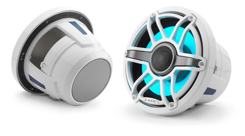 JL Audio M6-880X-S-GWGW-I 8.8" Marine Speaker System, RGB LED, Gloss White, Sport Grill - Freemans Car Stereo