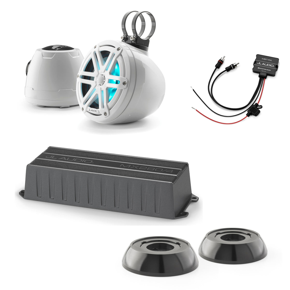 JL Audio MX280/4 + M3-650VEX-GW-S-GW-I + MBT-RX + PS-SWMCP-B-SM Jet Ski Kit - Freemans Car Stereo