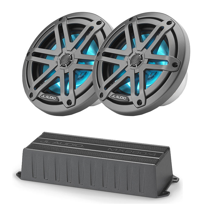 JL Audio MX280/4 Amp + M3-650X-S-GM-I 6.5" Marine Speakers Bundle - Freemans Car Stereo